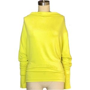 Y2K Moda International Neon Yellow boatneck batwing long sleeve top xsmall green